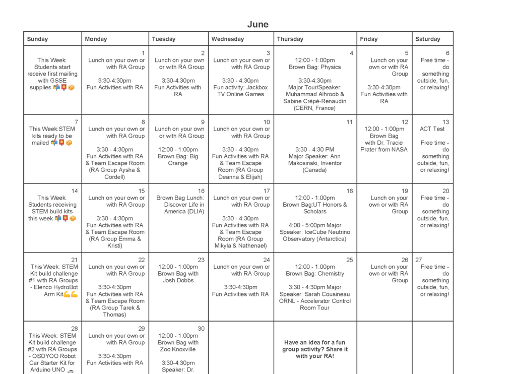 2020 GSSE Activities Schedule | Governor’s School for the Sciences and ...