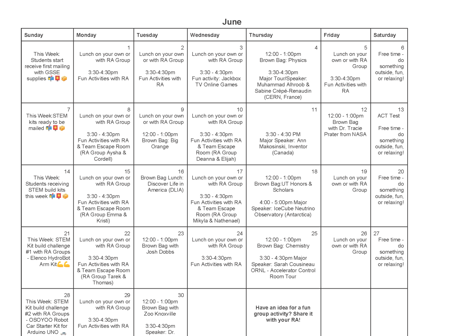 2020 GSSE Activities Schedule | Governor’s School for the Sciences and ...